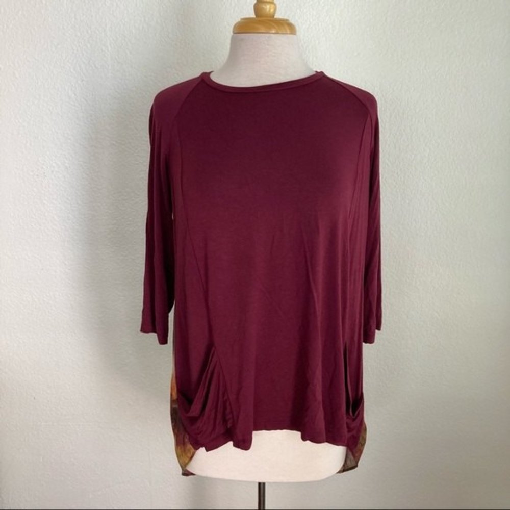 Logo Lori Goldstein slouchy 3/4 sleeve pocket blouse